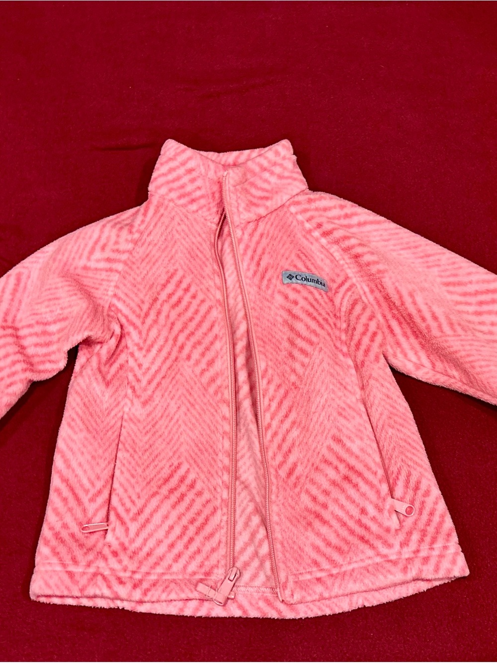 Columbia Coral Pink Chevron Fleece Jacket